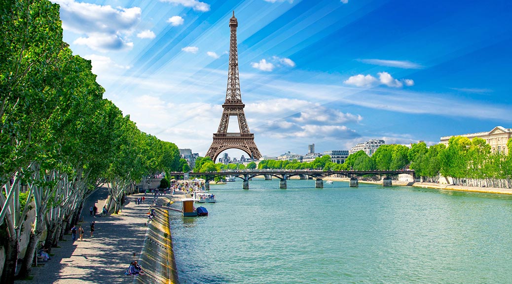  View of Eiffel Tower, Paris, France.
